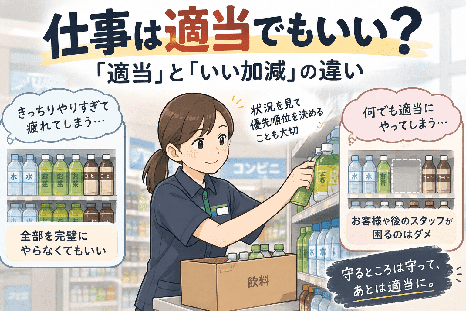 仕事は適当でもいい？「適当」と「いい加減」の違いをコンビニの仕事を例に紹介