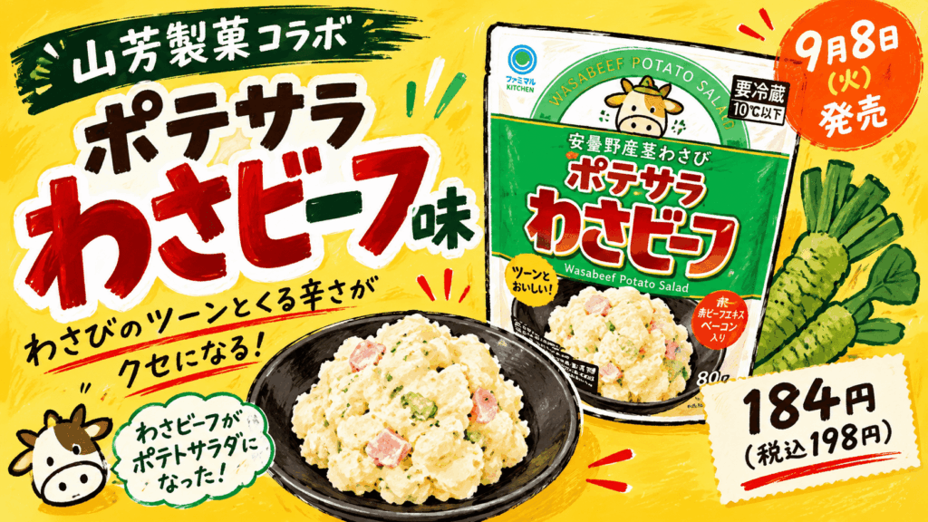 ポテサラ わさビーフ味の手書き風イラスト